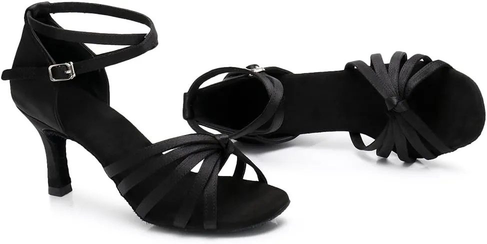 HROYL Women Latin Dance Shoes Professional Ballroom Salsa Practice Performance Dancing Shoes EM-217