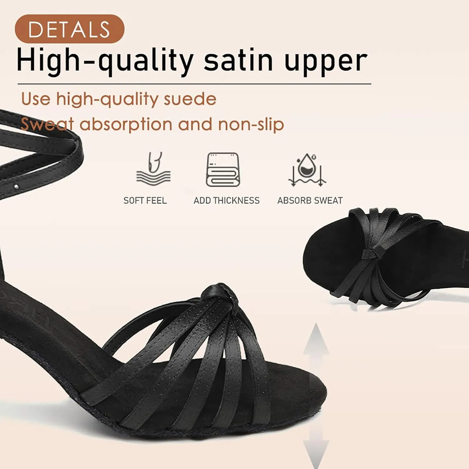 HROYL Women Latin Dance Shoes Professional Ballroom Salsa Practice Performance Dancing Shoes EM-217