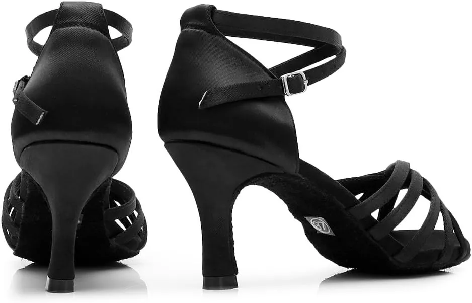 HROYL Women Latin Dance Shoes Professional Ballroom Salsa Practice Performance Dancing Shoes EM-217