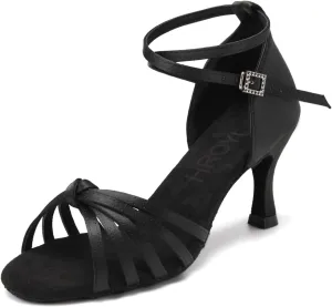 HROYL Women Latin Dance Shoes Professional Ballroom Salsa Practice Performance Dancing Shoes EM-217