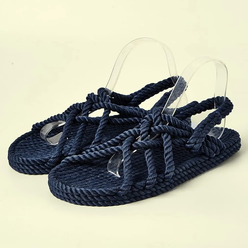 Huntarry Women Lace Up Espadrilles Thong Sandals Casual Comfortable Walking Soft Flats Shoes