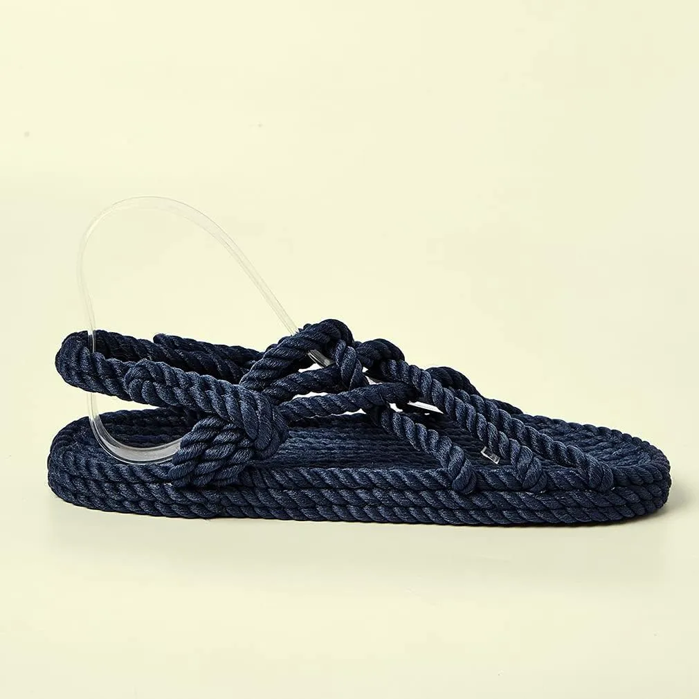 Huntarry Women Lace Up Espadrilles Thong Sandals Casual Comfortable Walking Soft Flats Shoes
