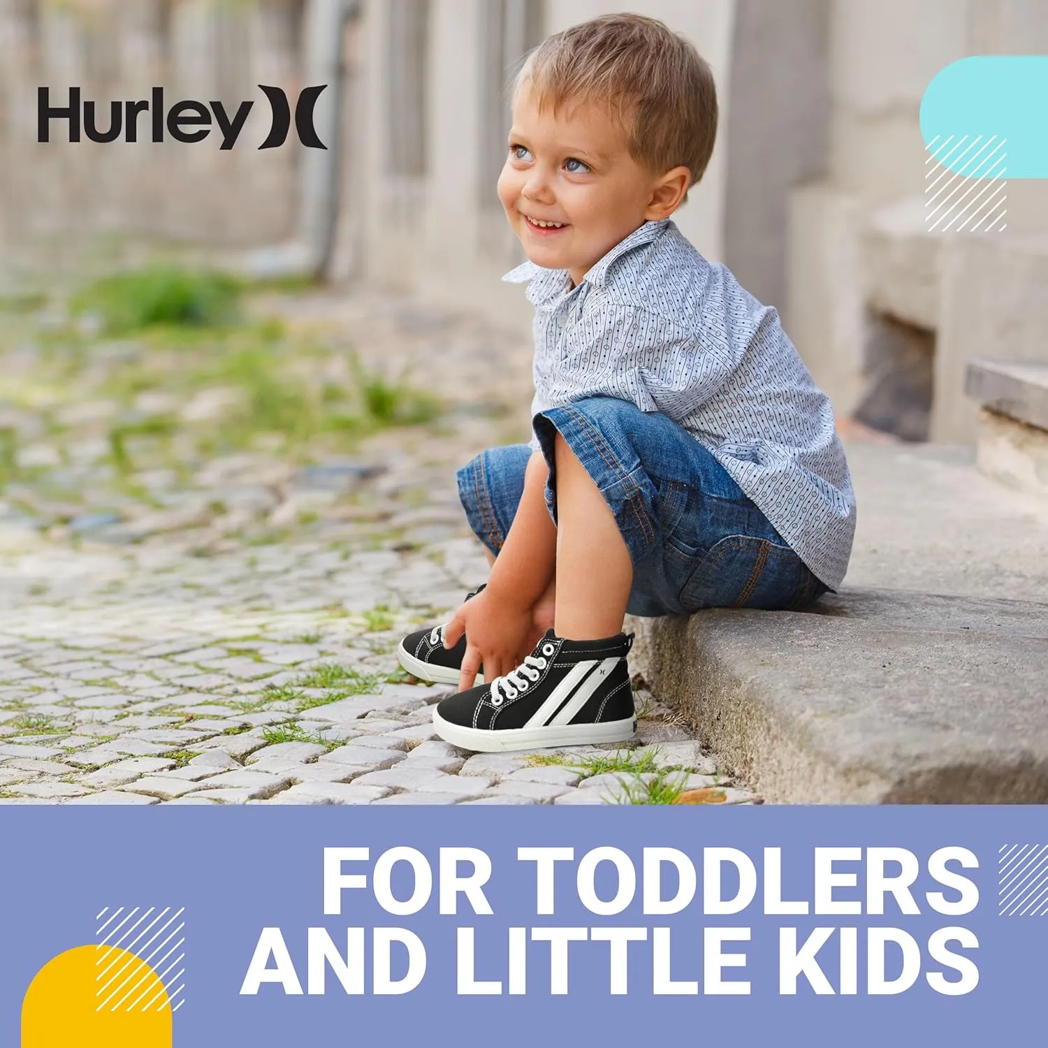 Hurley Kids Toddlers Elastic Laces Canvas Sneakers – High Cut Skateboarding Shoes for Toddlers and Little Kids, Sports Shoes for Boys and Girls, Sports Shoes for School Tate