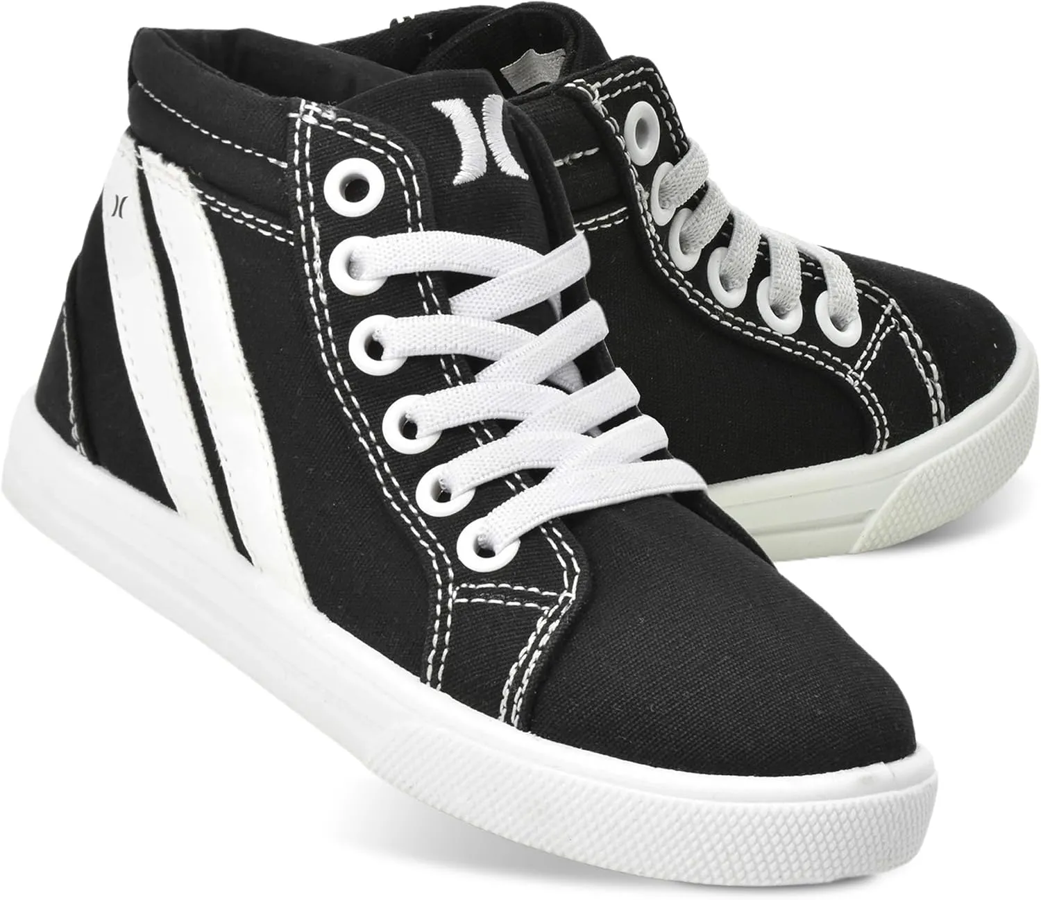 Hurley Kids Toddlers Elastic Laces Canvas Sneakers – High Cut Skateboarding Shoes for Toddlers and Little Kids, Sports Shoes for Boys and Girls, Sports Shoes for School Tate