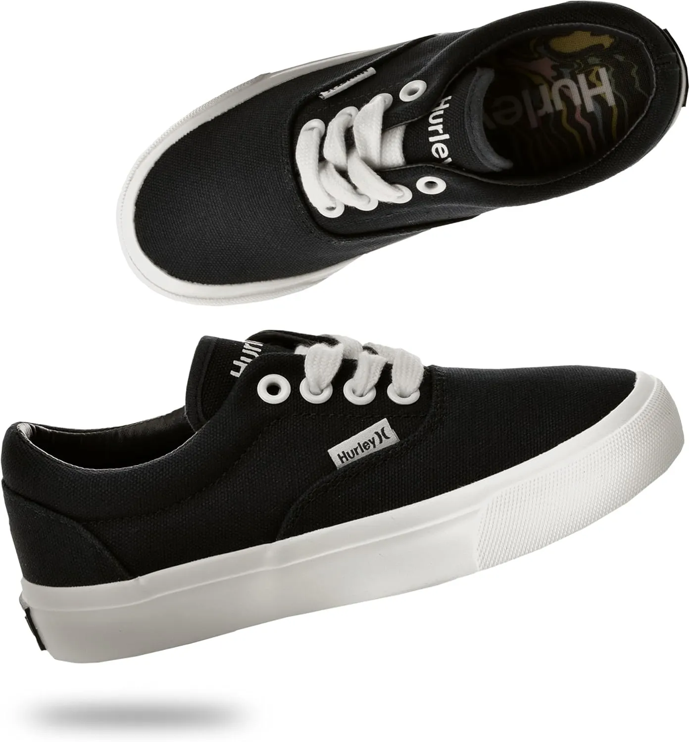 Hurley Marley Kids Lace Up Canvas Sneakers – Low Cut Skateboarding Shoes for Kids, Sports Shoes for Boys and Girls