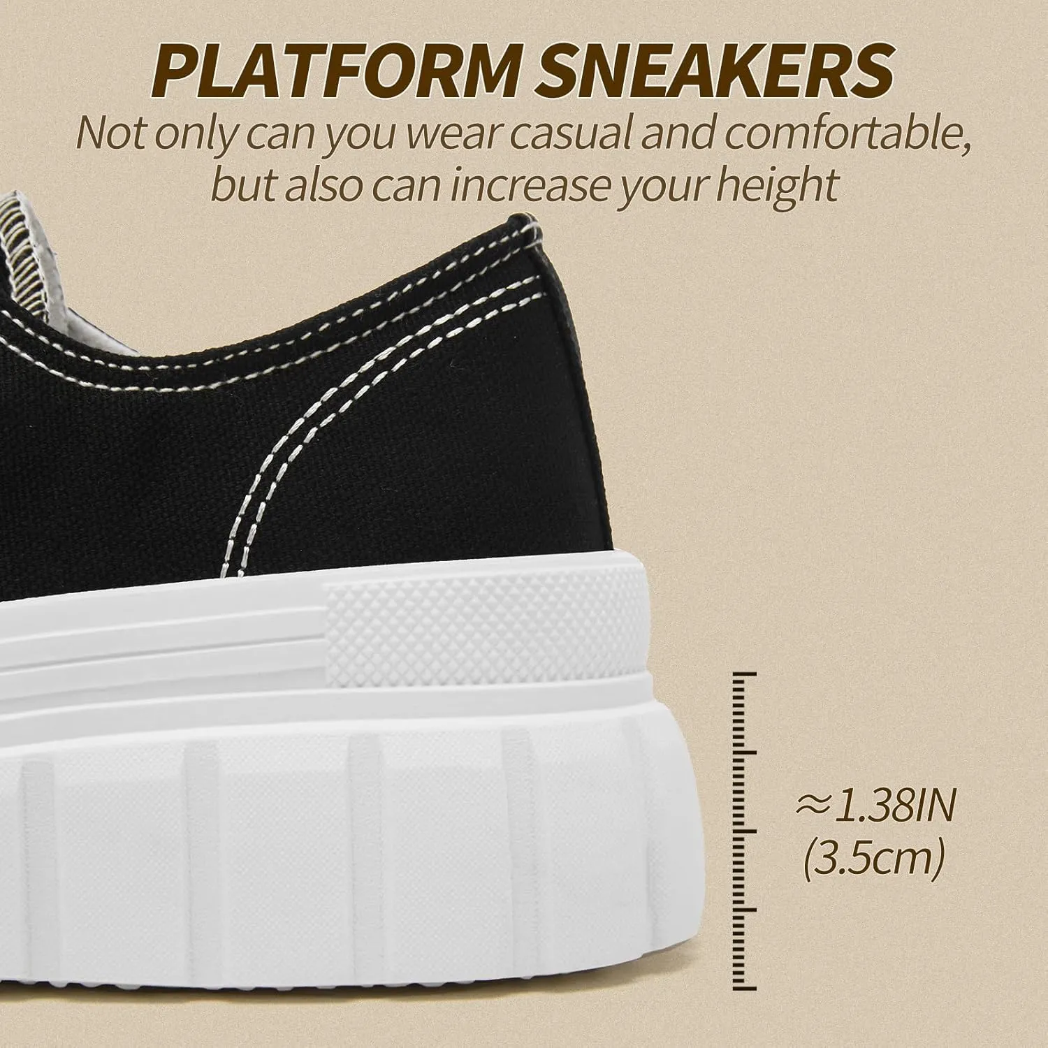 HYPOCRUTE Platform Sneakers for Women Low Top Canvas Shoes Womens Lace Up Platform Shoes Casual Walking Shoes for Women