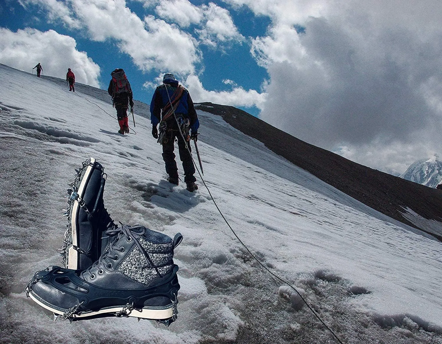 Ice Snow Traction Cleats - Lightweight Crampon Cleats for Walking on Snow & Ice - Anti Slip Grippers Fasten Quickly & Easily Over Footwear - Protable Grips for Shoes and Boots