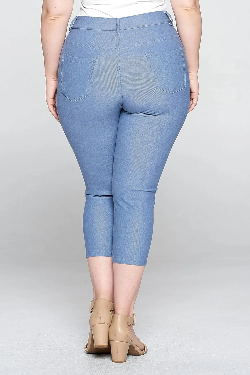 ICONOFLASH Women's 5 Pocket Capri Jeggings True to Size Pull On Skinny Stretch Colored Jean Leggings (Small to Plus 3X Large)