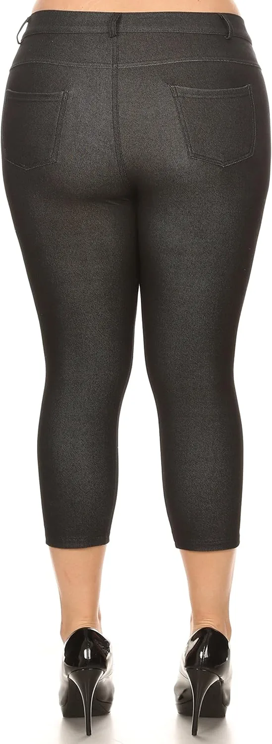 ICONOFLASH Women's 5 Pocket Capri Jeggings True to Size Pull On Skinny Stretch Colored Jean Leggings (Small to Plus 3X Large)