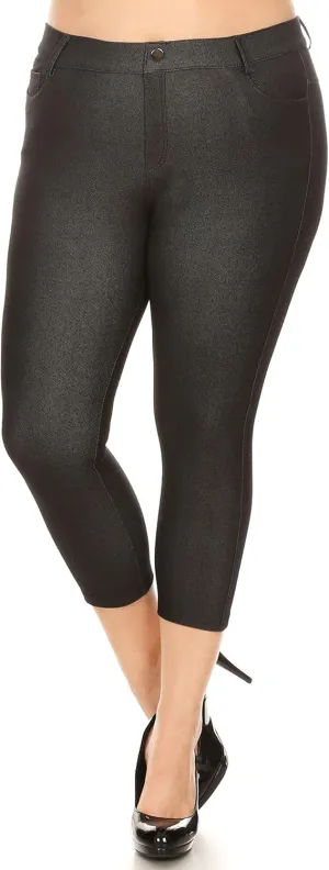 ICONOFLASH Women's 5 Pocket Capri Jeggings True to Size Pull On Skinny Stretch Colored Jean Leggings (Small to Plus 3X Large)