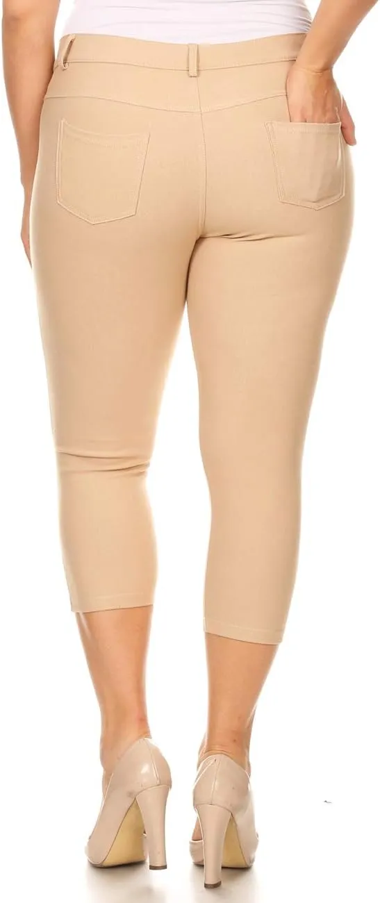 ICONOFLASH Women's 5 Pocket Capri Jeggings True to Size Pull On Skinny Stretch Colored Jean Leggings (Small to Plus 3X Large)