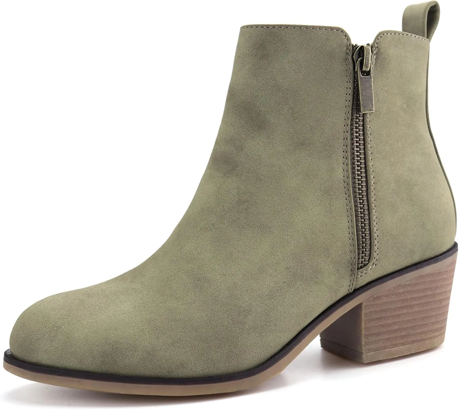 JABASIC Women Ankle Boots Side Zipper Booties Low Heel Dress Boots