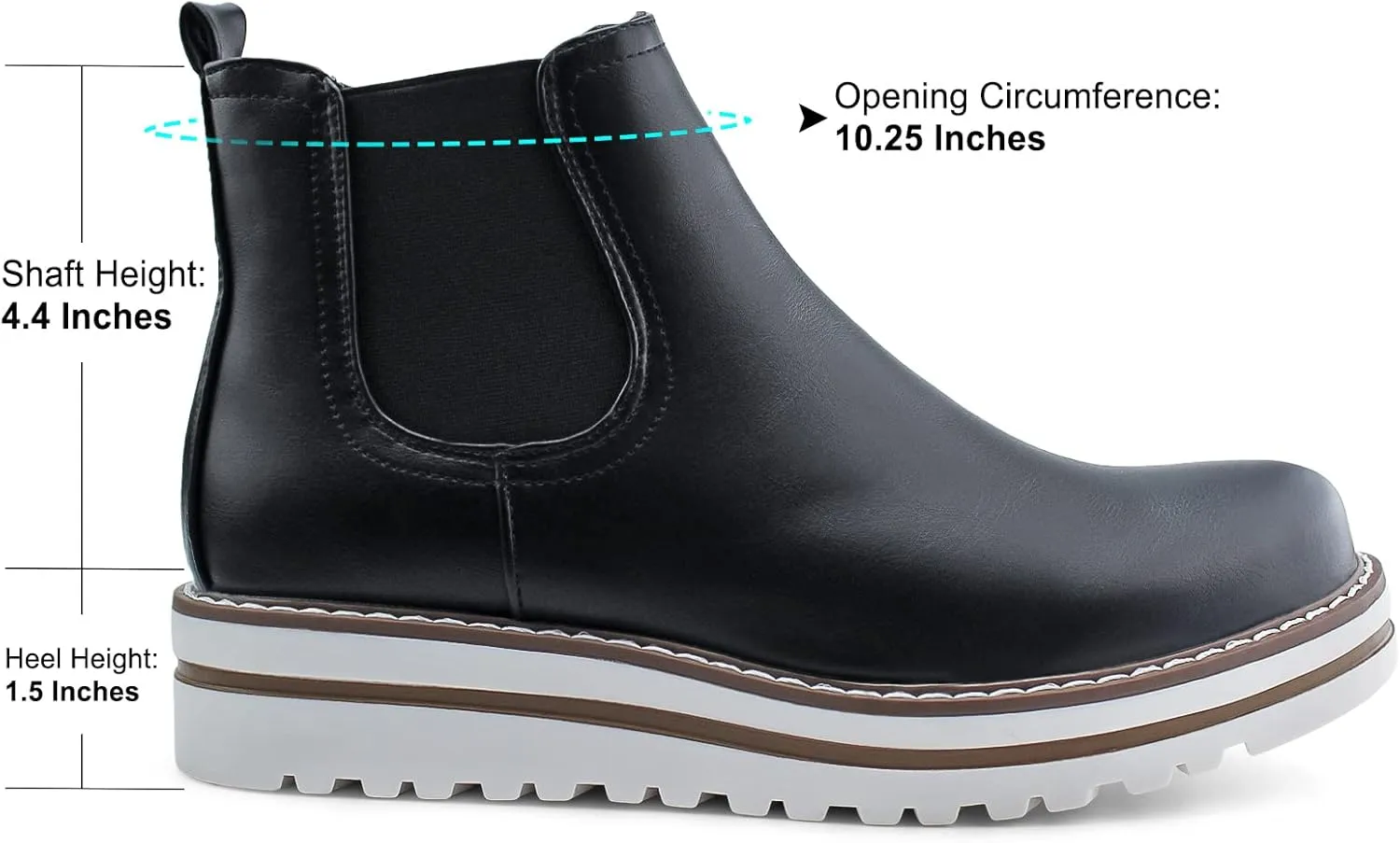 JABASIC Womens Chelsea Elastic Ankle Boots Waterproof Flat Boots