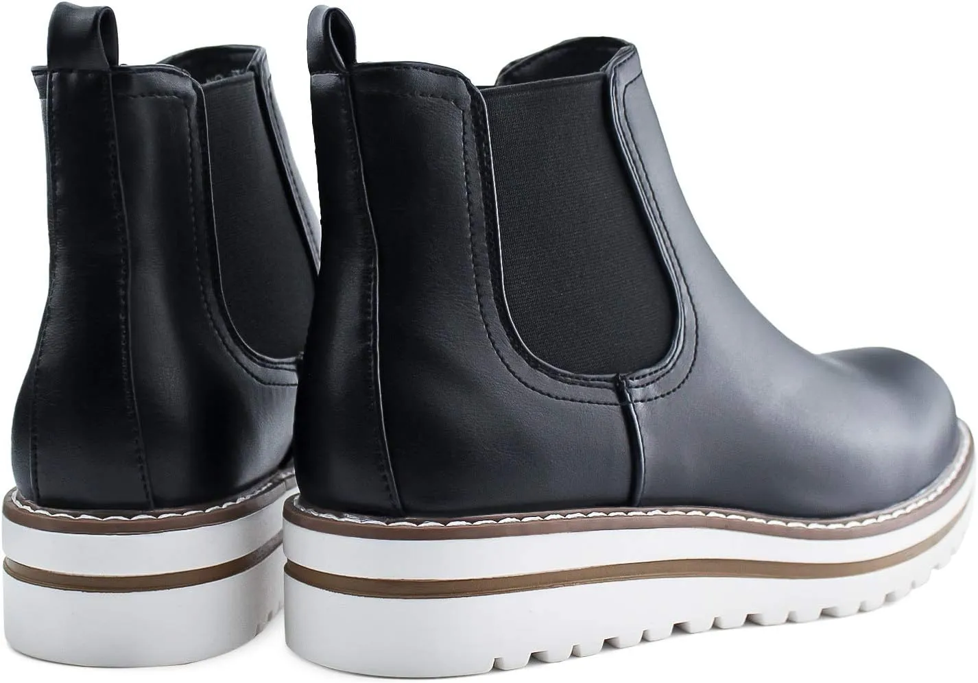 JABASIC Womens Chelsea Elastic Ankle Boots Waterproof Flat Boots