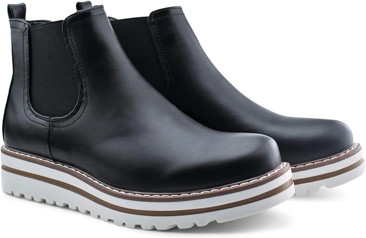 JABASIC Womens Chelsea Elastic Ankle Boots Waterproof Flat Boots