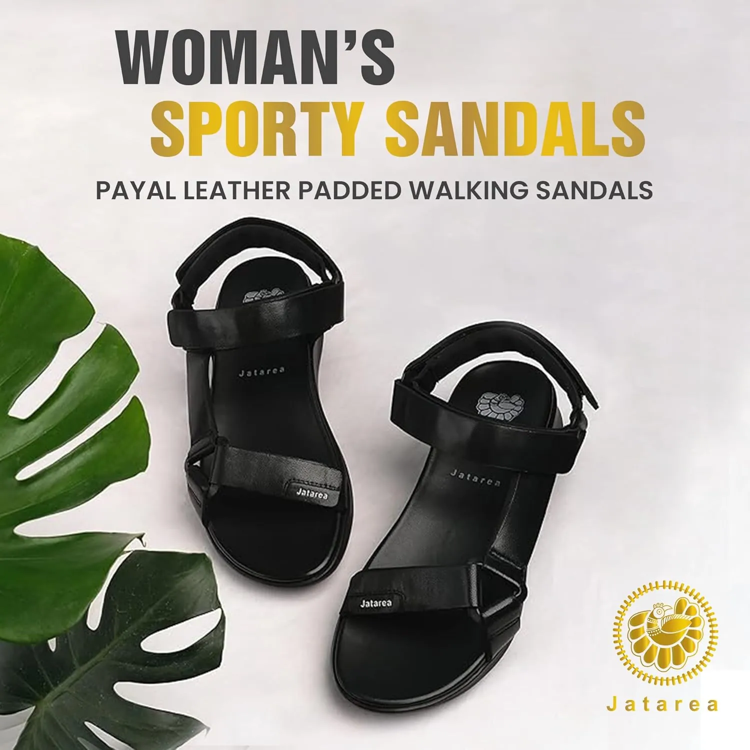 JATAREA Leather Sports Sandals for Women | Open Toe Slide Platform Perfectly Strappy and Classy Hiking Sandals Women | Casual Leather Outdoor Womens Walking Sandals with Arch Support & Comfort |Payal