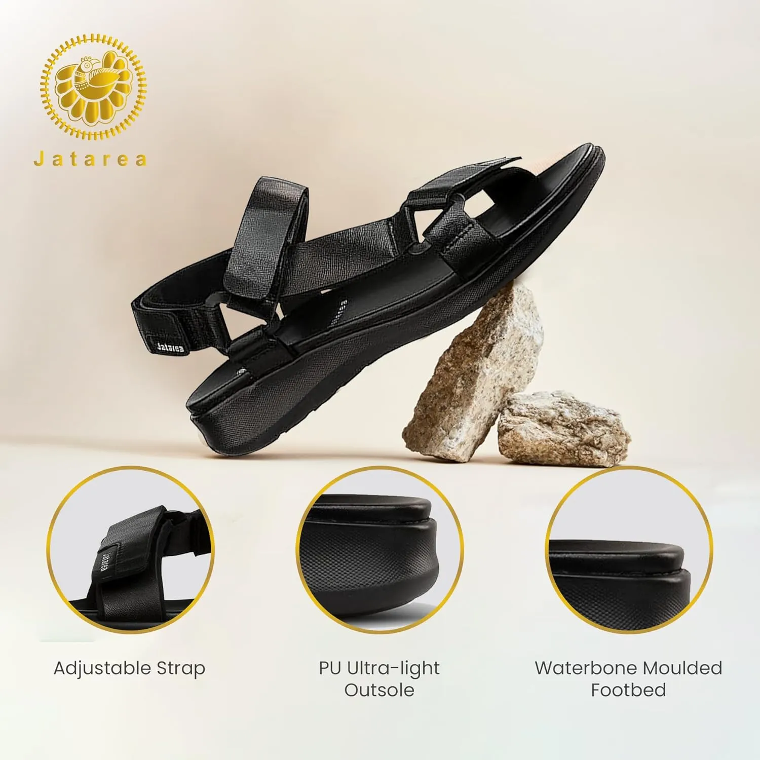 JATAREA Leather Sports Sandals for Women | Open Toe Slide Platform Perfectly Strappy and Classy Hiking Sandals Women | Casual Leather Outdoor Womens Walking Sandals with Arch Support & Comfort |Payal