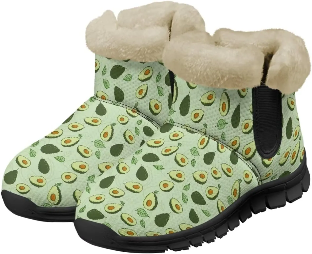 Jeiento Lemon Fruit Snow Boots for Women Anti-Slip Boots Winter Shoes Fashion Fuzzy Walking Boots