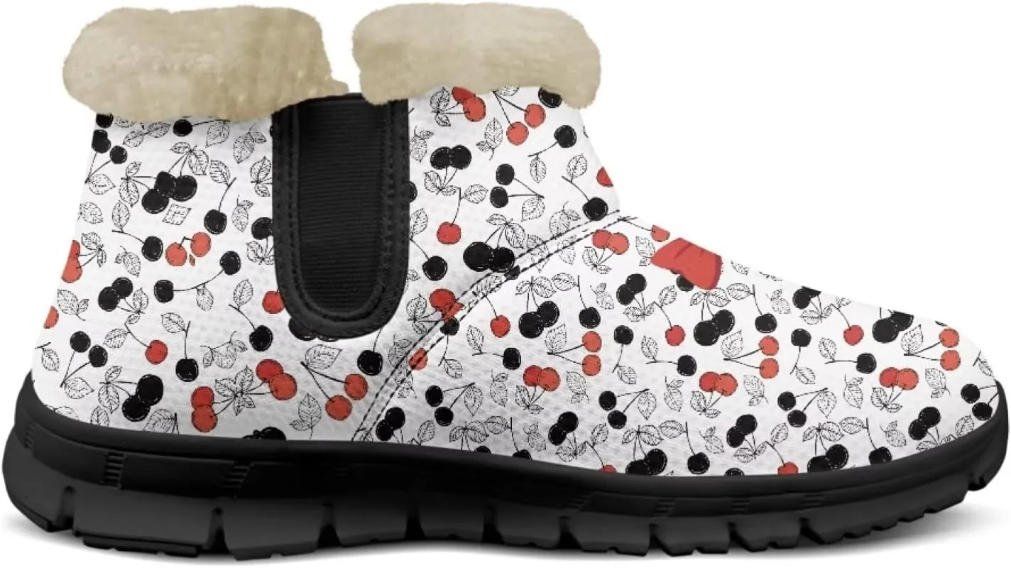Jeiento Lemon Fruit Snow Boots for Women Anti-Slip Boots Winter Shoes Fashion Fuzzy Walking Boots