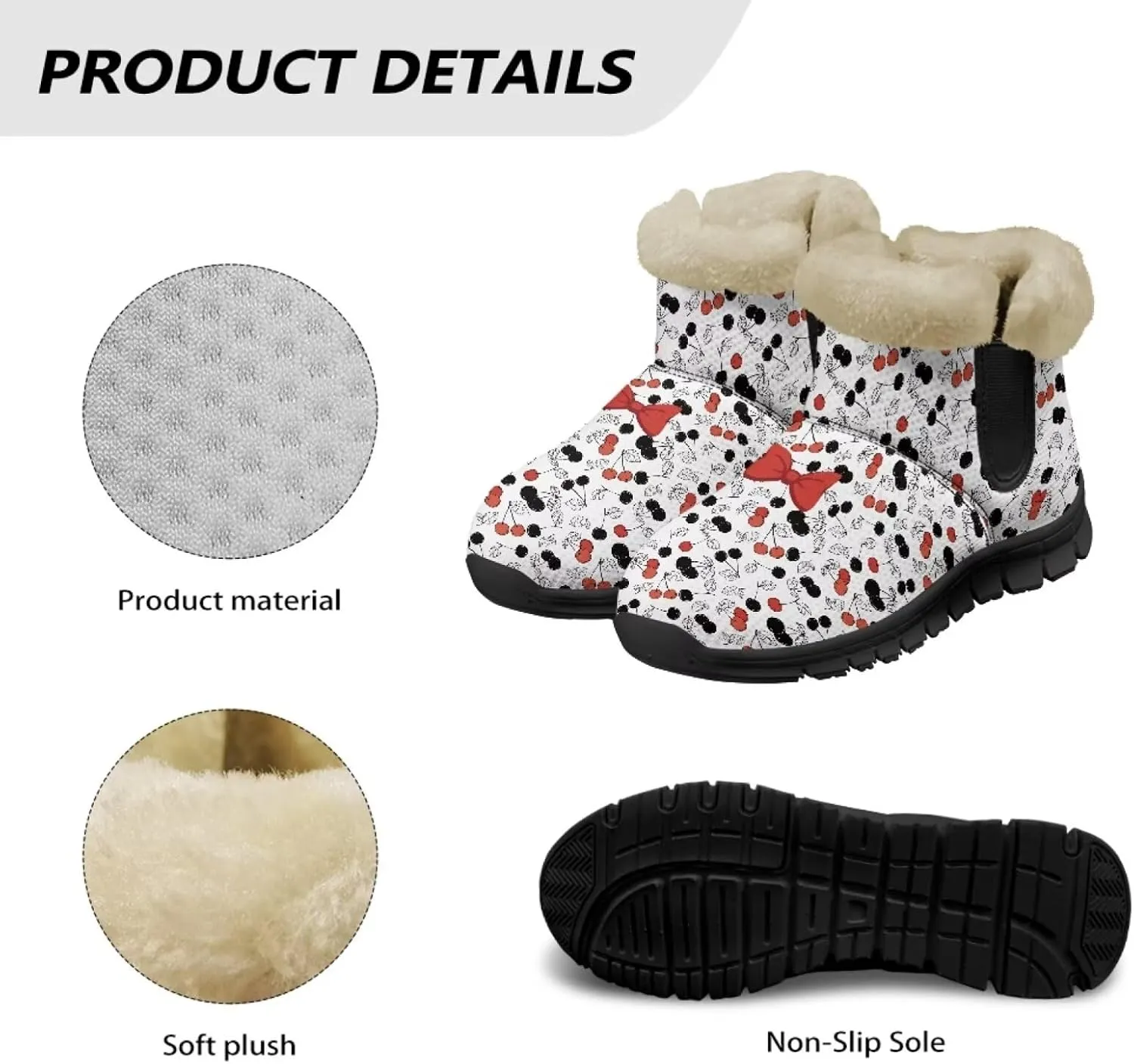 Jeiento Lemon Fruit Snow Boots for Women Anti-Slip Boots Winter Shoes Fashion Fuzzy Walking Boots
