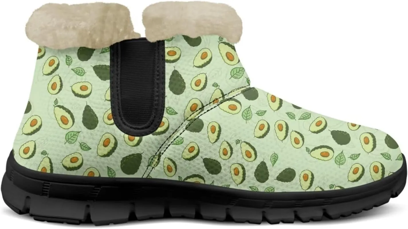 Jeiento Lemon Fruit Snow Boots for Women Anti-Slip Boots Winter Shoes Fashion Fuzzy Walking Boots