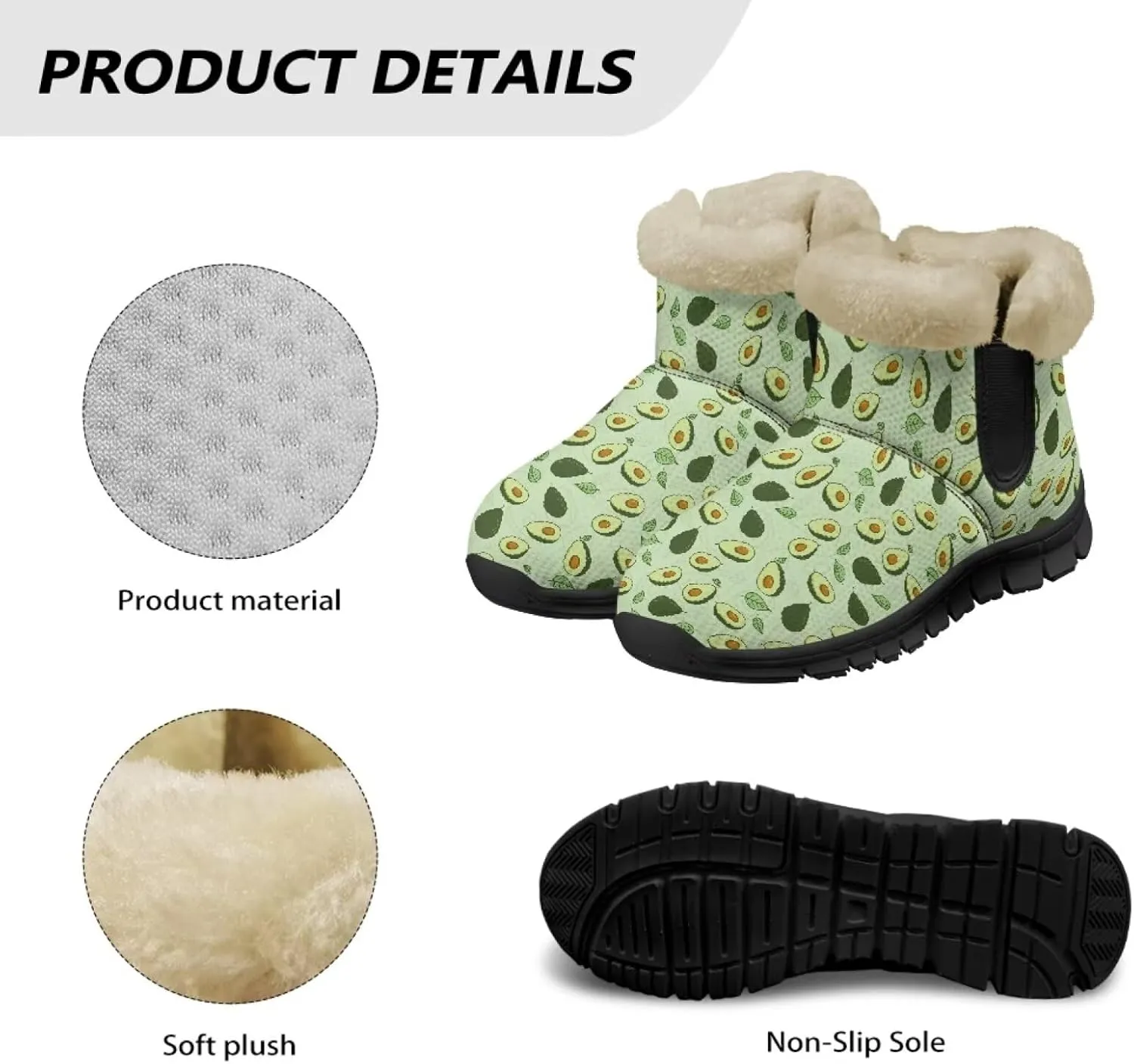 Jeiento Lemon Fruit Snow Boots for Women Anti-Slip Boots Winter Shoes Fashion Fuzzy Walking Boots