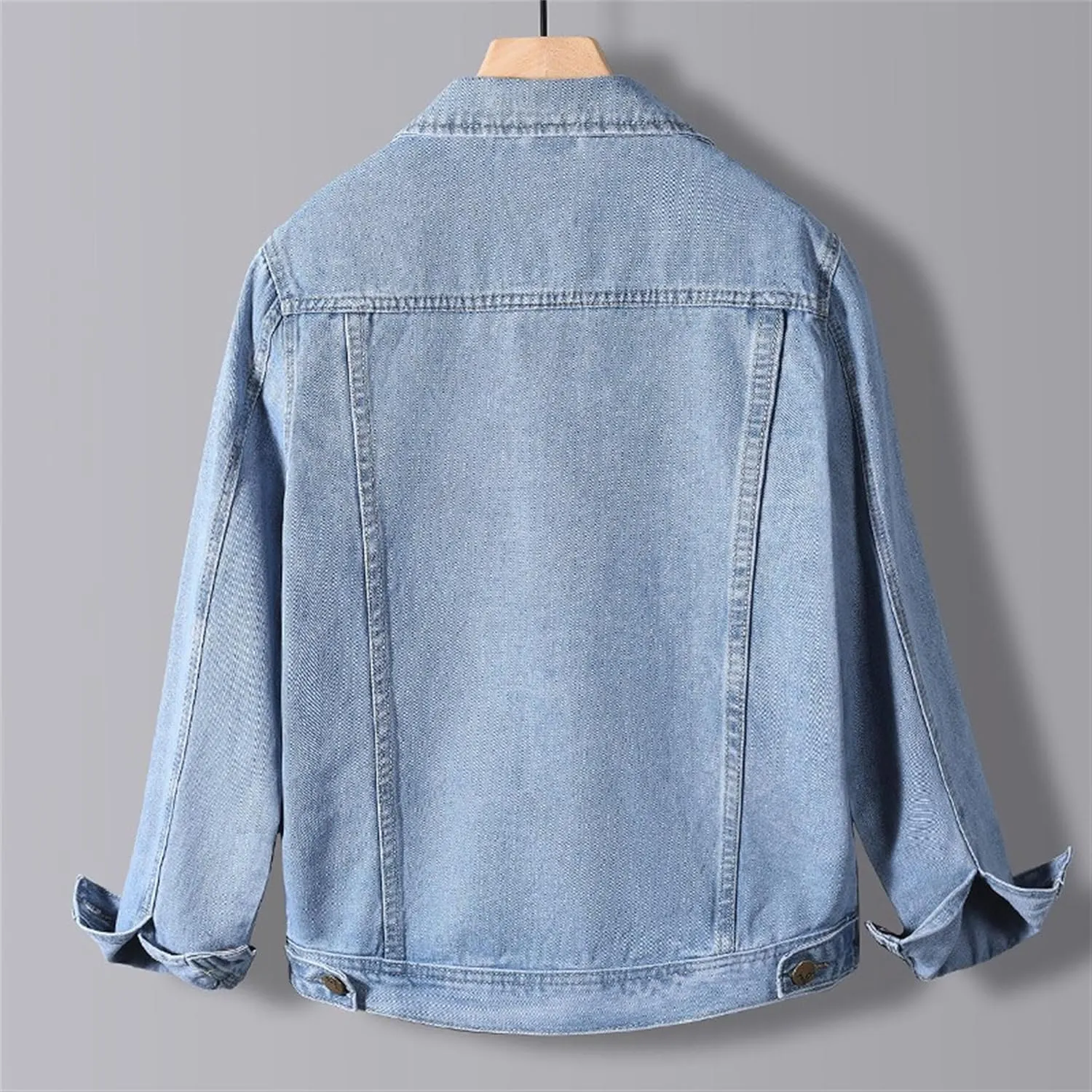 JEKE-DG Men's Button Down Vintage Jean Jacket Comfortable Classic Denim Jacket Trucker Casual Slim Fit Jacket Coat
