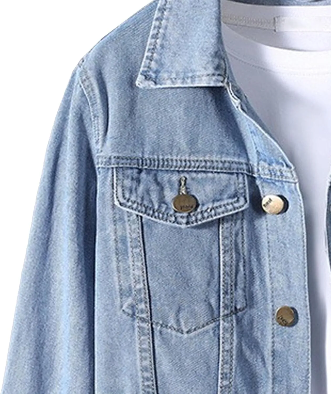 JEKE-DG Men's Button Down Vintage Jean Jacket Comfortable Classic Denim Jacket Trucker Casual Slim Fit Jacket Coat