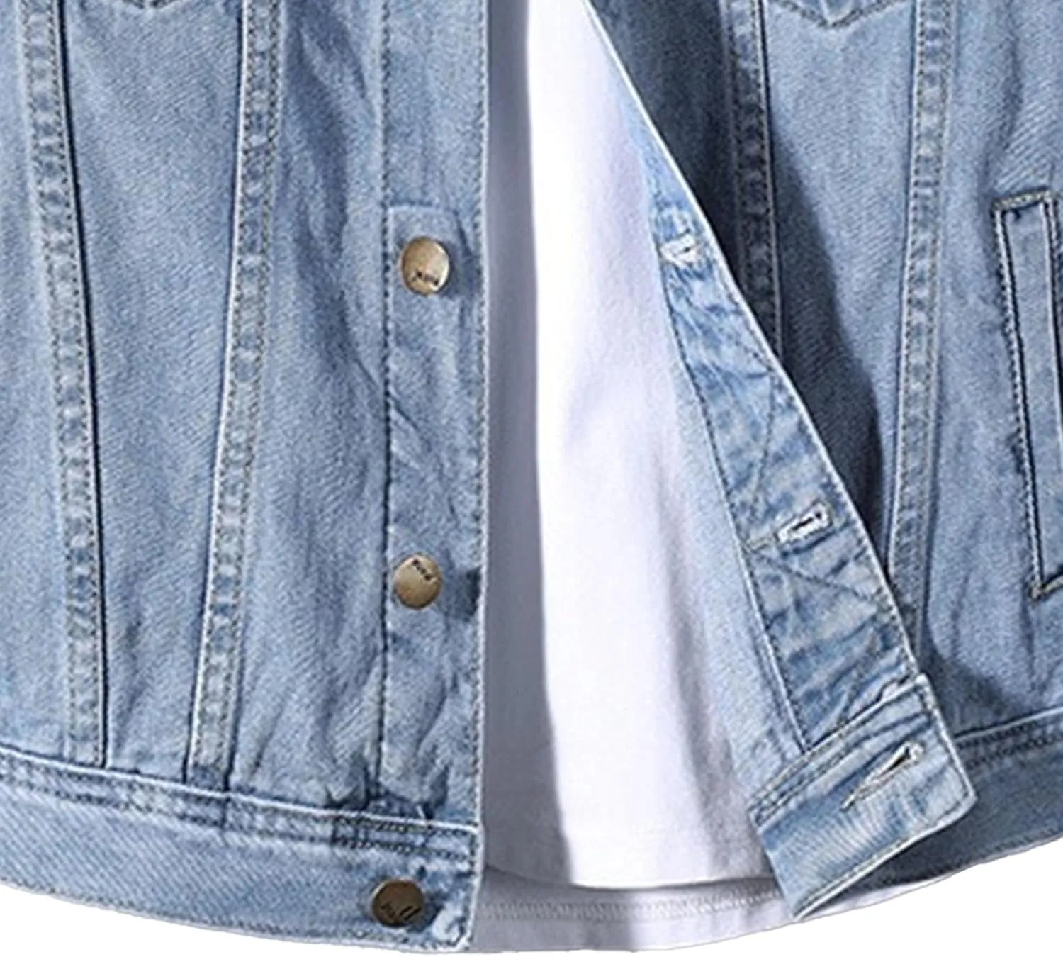 JEKE-DG Men's Button Down Vintage Jean Jacket Comfortable Classic Denim Jacket Trucker Casual Slim Fit Jacket Coat