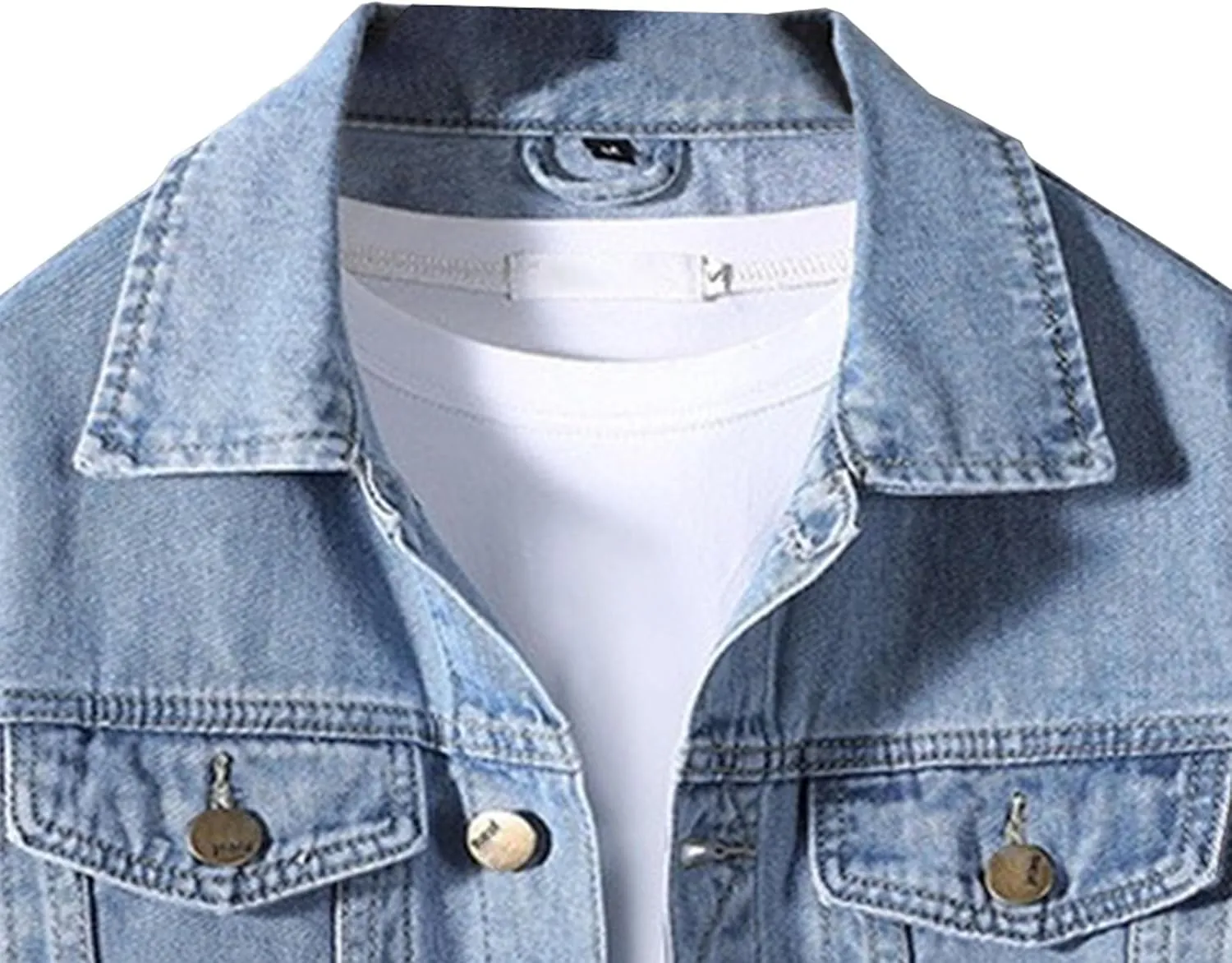 JEKE-DG Men's Button Down Vintage Jean Jacket Comfortable Classic Denim Jacket Trucker Casual Slim Fit Jacket Coat