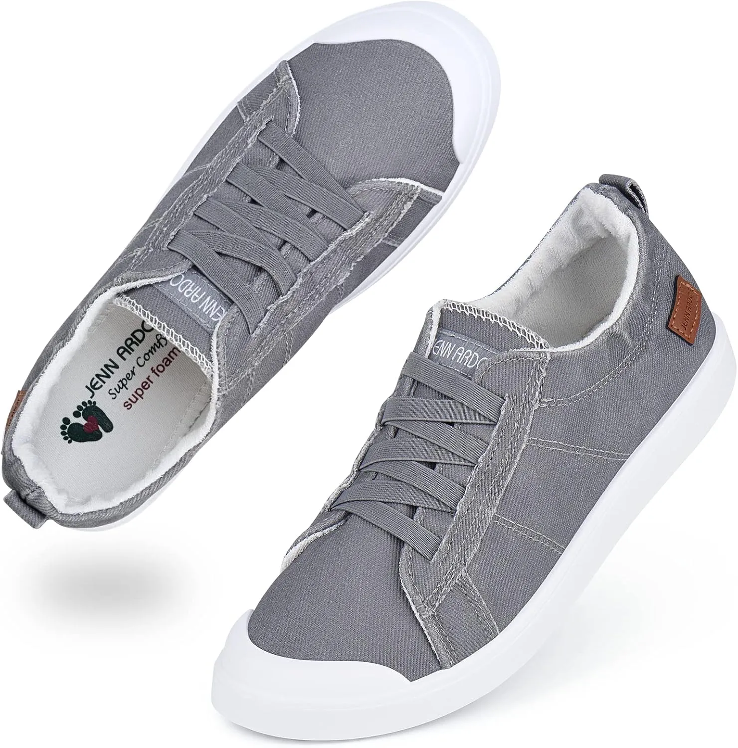 JENN ARDOR Women's Canvas Sneaker Slip-ons Loafers Shoes for Womens Fashion Casual Canvas Round Toe Soft Comfortable Walking Flats