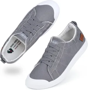 JENN ARDOR Women's Canvas Sneaker Slip-ons Loafers Shoes for Womens Fashion Casual Canvas Round Toe Soft Comfortable Walking Flats