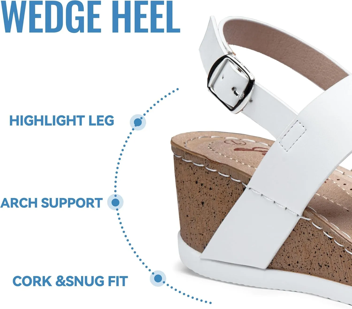 Jeossy Women's Platform Wedge Sandals 835 Comfortable Open Toe Ankle Strap Summer Walking Sandals with Buckle