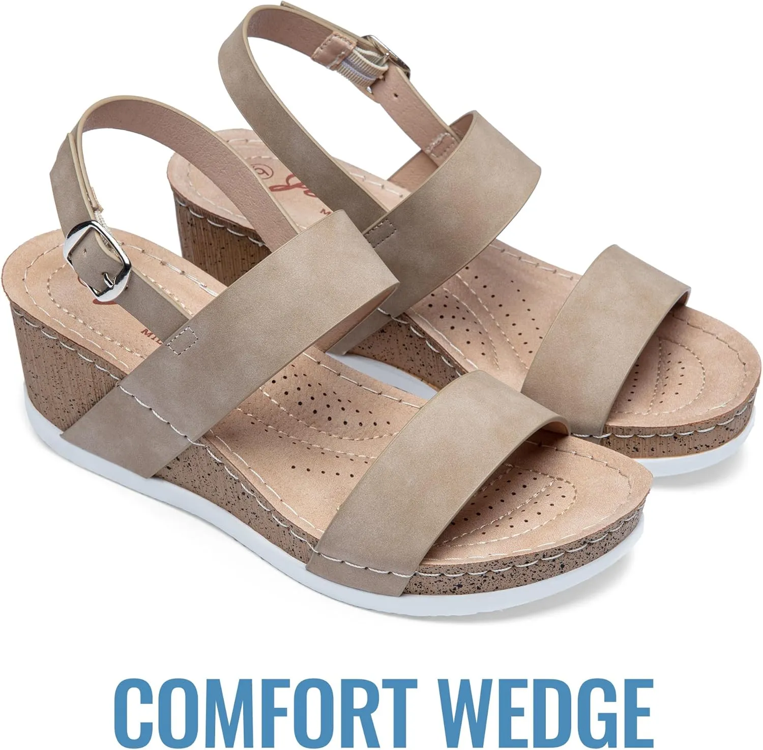 Jeossy Women's Platform Wedge Sandals 835 Comfortable Open Toe Ankle Strap Summer Walking Sandals with Buckle
