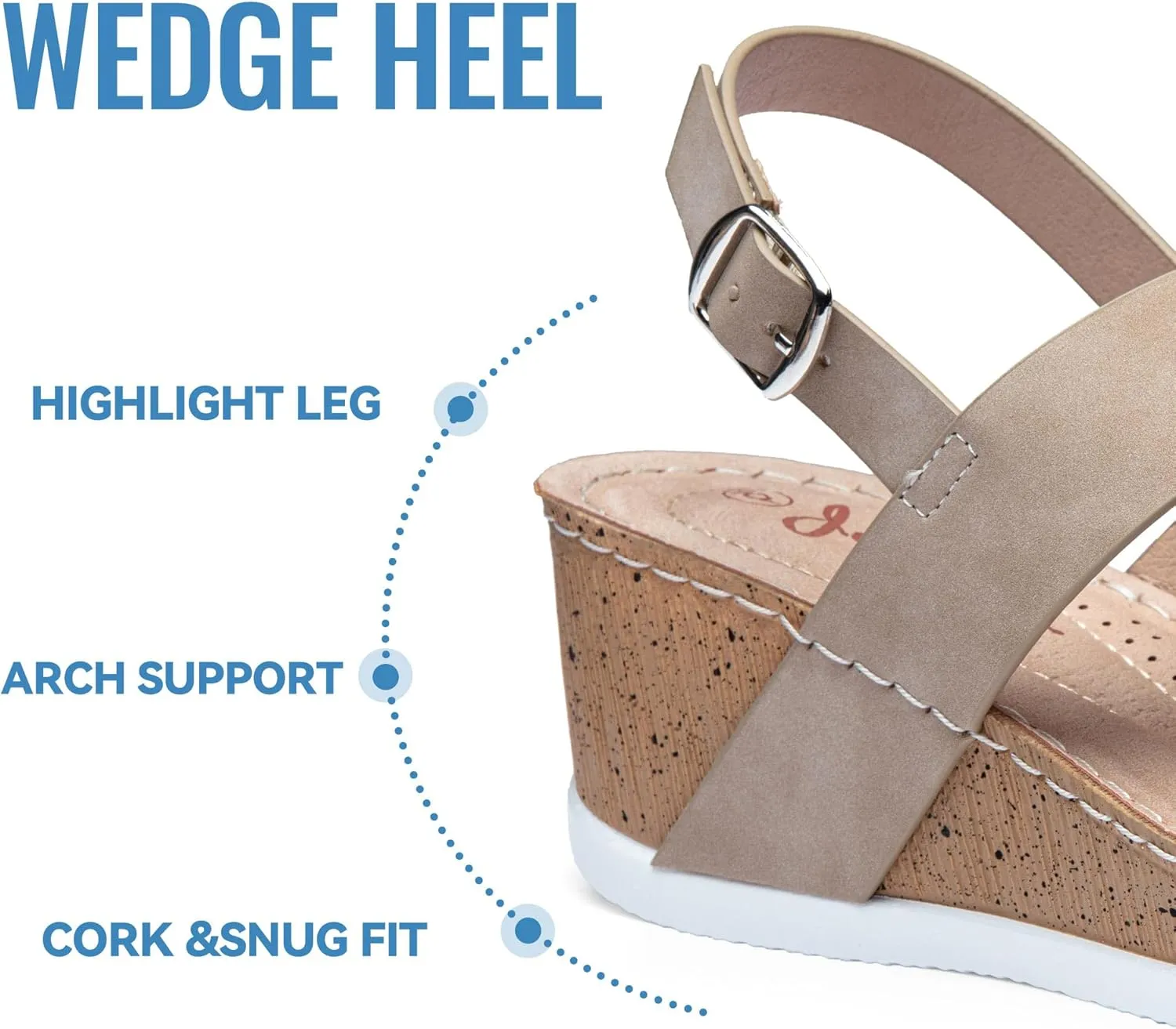 Jeossy Women's Platform Wedge Sandals 835 Comfortable Open Toe Ankle Strap Summer Walking Sandals with Buckle