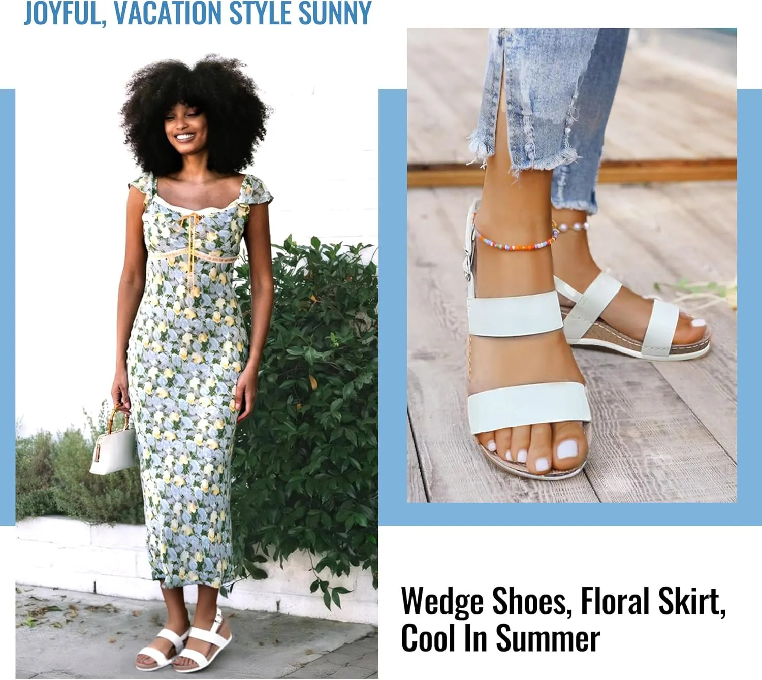 Jeossy Women's Platform Wedge Sandals 835 Comfortable Open Toe Ankle Strap Summer Walking Sandals with Buckle