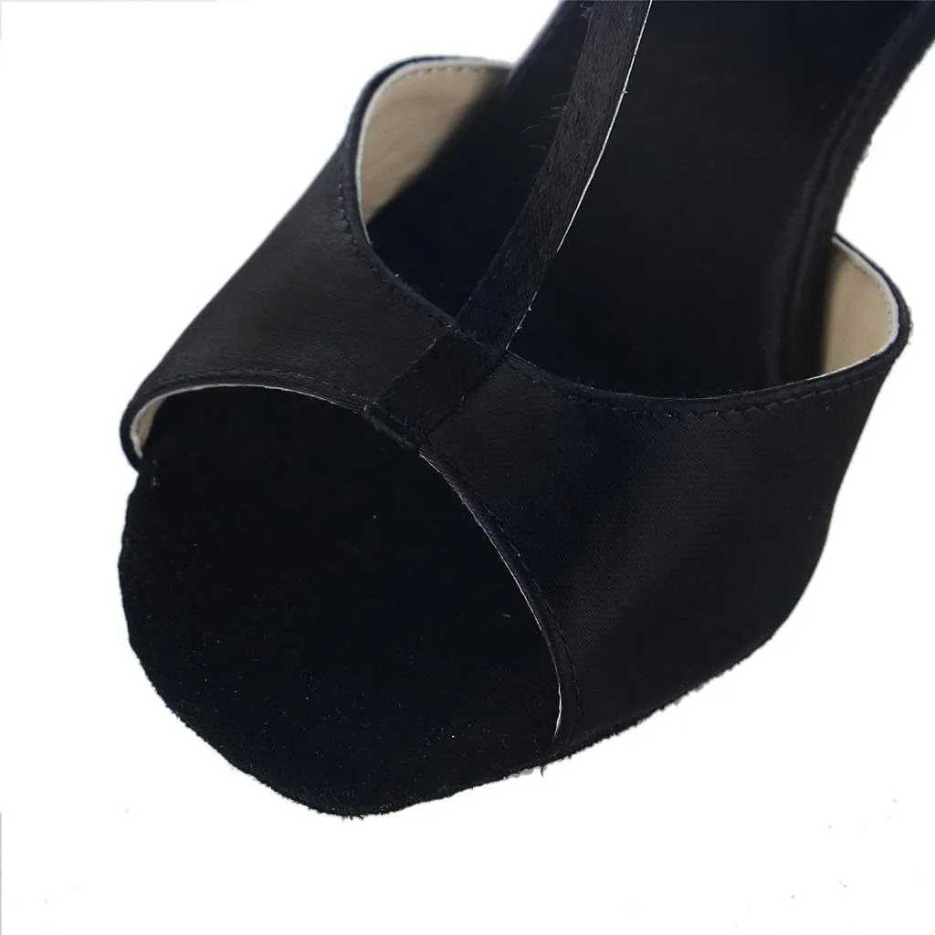 JIAJIA 20511 Women's Satin Sandals Flared Heel Latin Salsa Performance Dance Shoes