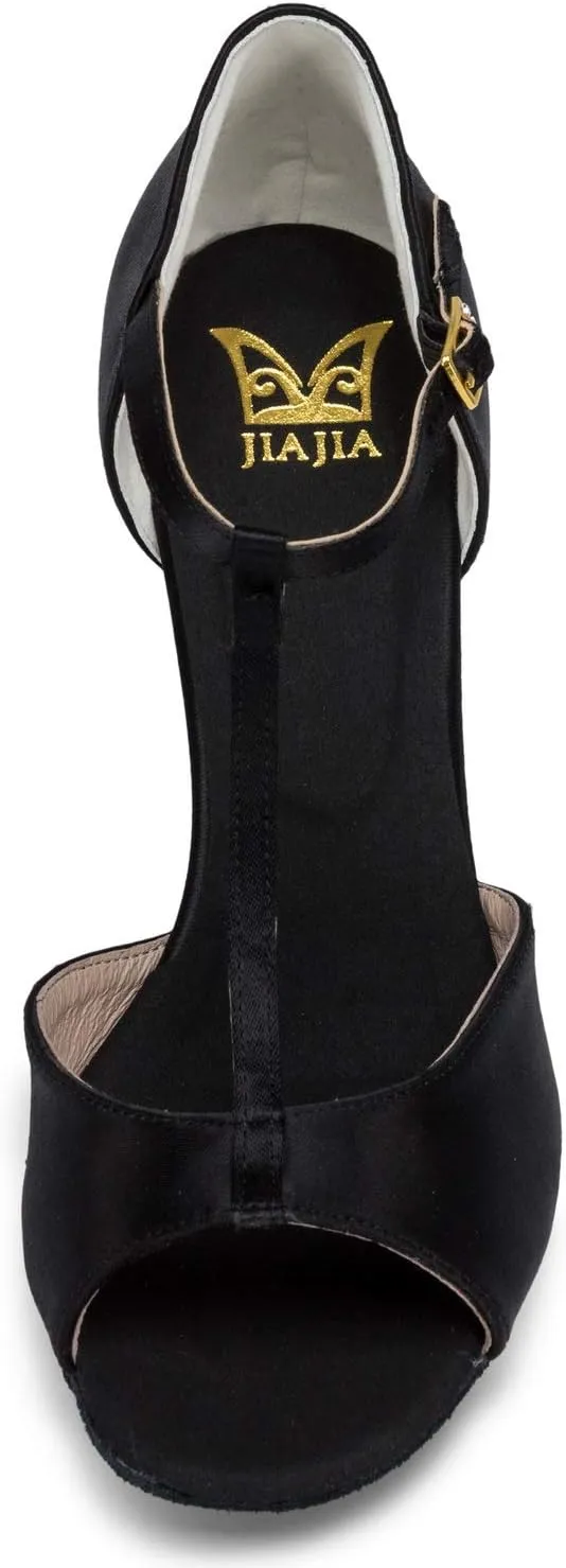 JIAJIA 20511 Women's Satin Sandals Flared Heel Latin Salsa Performance Dance Shoes