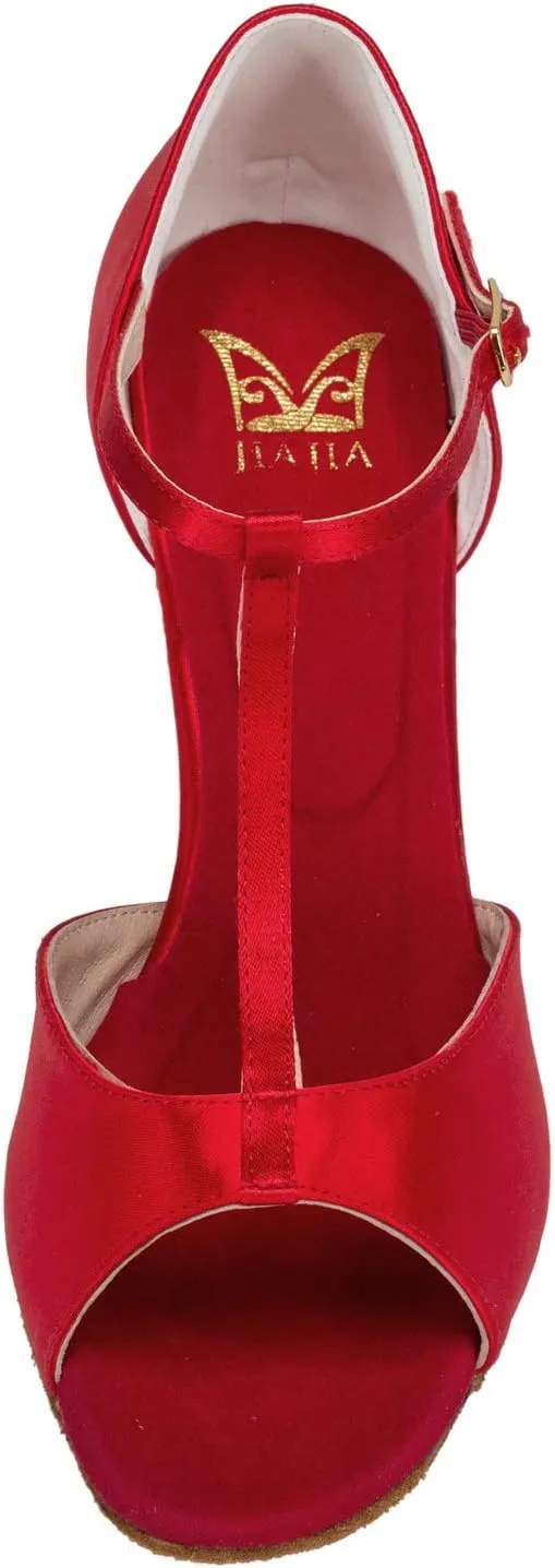 JIAJIA 20511 Women's Satin Sandals Flared Heel Latin Salsa Performance Dance Shoes