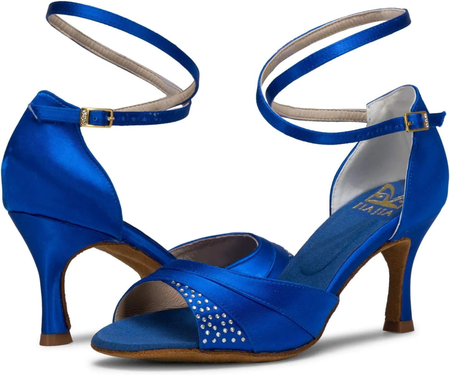 JIAJIA 20522 Women's Satin Sandals Flared Heel Latin Salsa Performance Dance Shoes