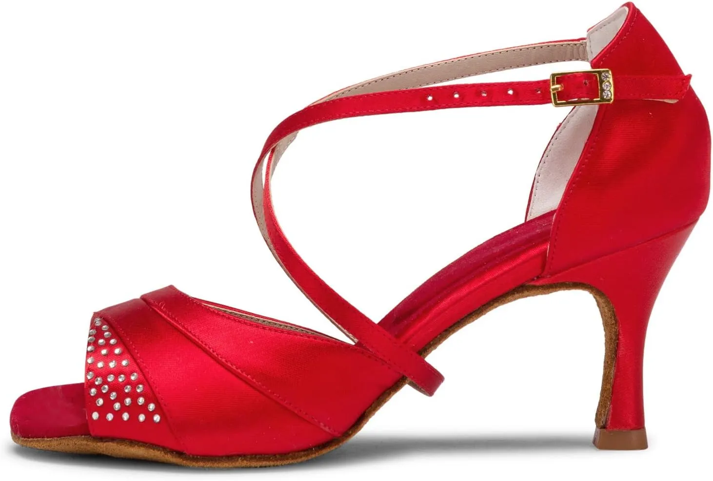 JIAJIA 20522 Women's Satin Sandals Flared Heel Latin Salsa Performance Dance Shoes