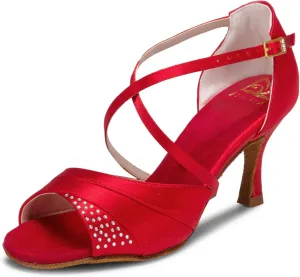 JIAJIA 20522 Women's Satin Sandals Flared Heel Latin Salsa Performance Dance Shoes