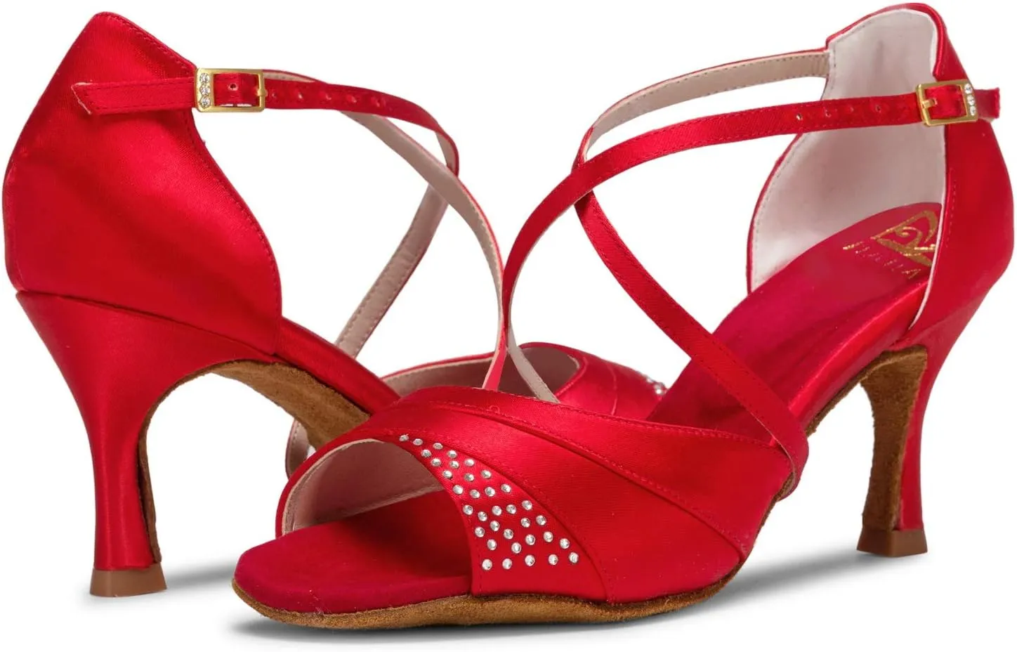 JIAJIA 20522 Women's Satin Sandals Flared Heel Latin Salsa Performance Dance Shoes
