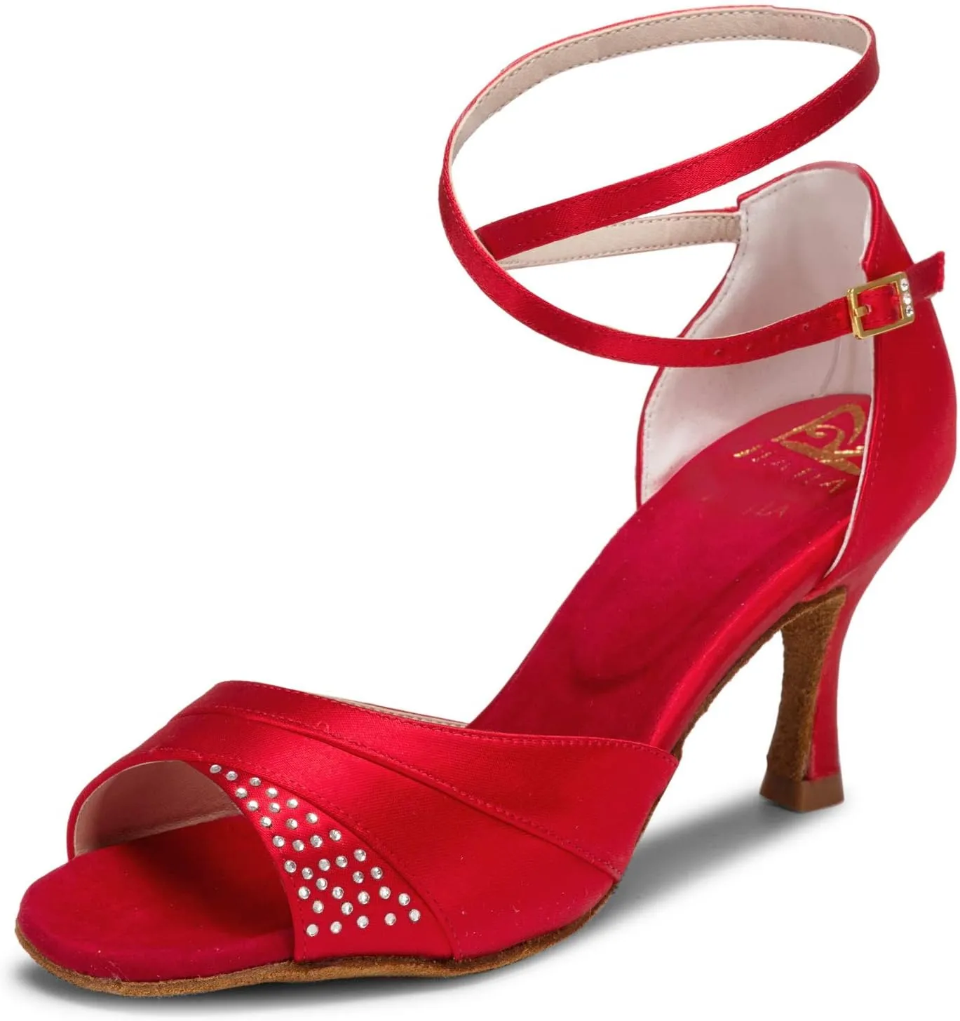 JIAJIA 20522 Women's Satin Sandals Flared Heel Latin Salsa Performance Dance Shoes