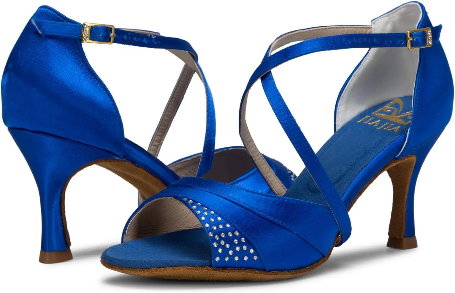 JIAJIA 20522 Women's Satin Sandals Flared Heel Latin Salsa Performance Dance Shoes