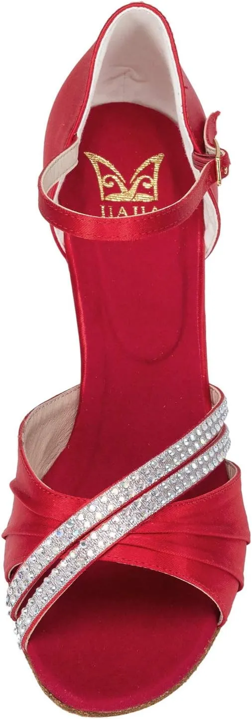 JIAJIA 20524 Women's Satin Sandals Flared Heel Latin Salsa Performance Dance Shoes