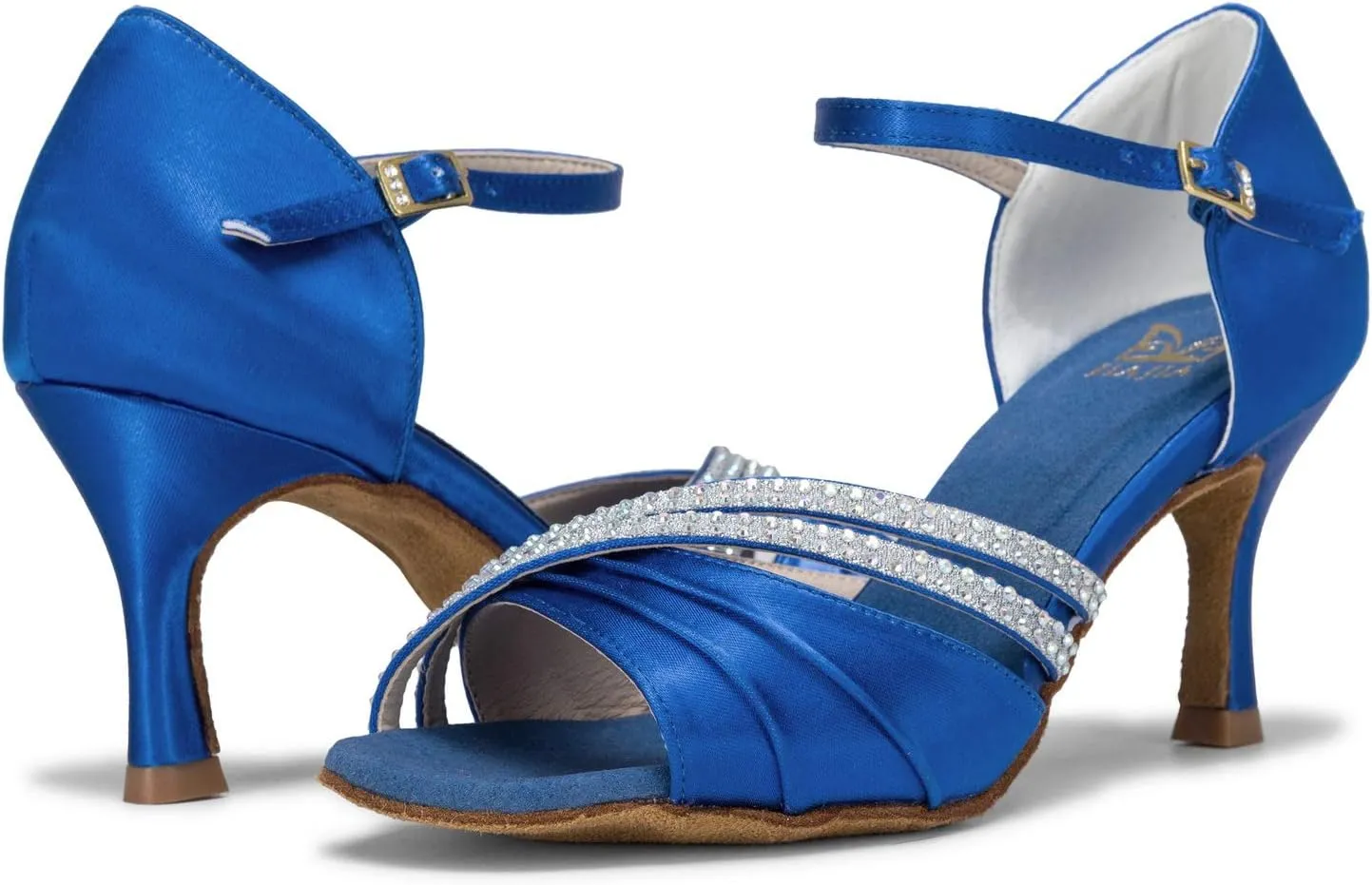 JIAJIA 20524 Women's Satin Sandals Flared Heel Latin Salsa Performance Dance Shoes