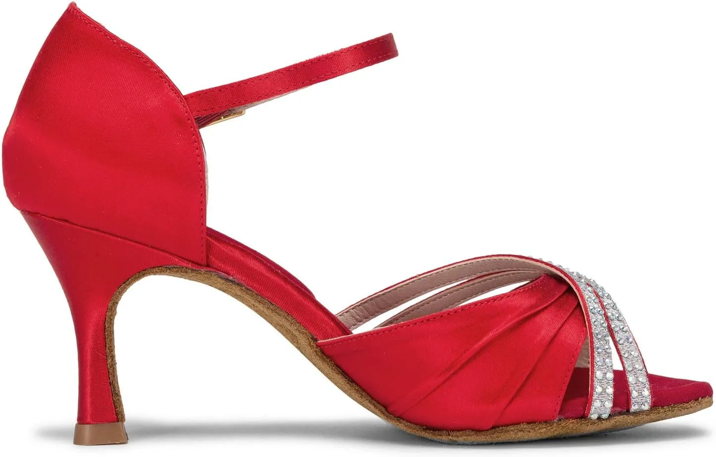 JIAJIA 20524 Women's Satin Sandals Flared Heel Latin Salsa Performance Dance Shoes