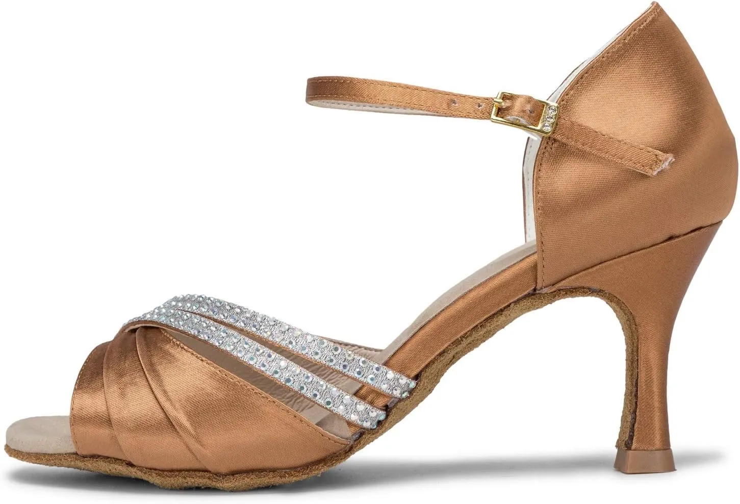 JIAJIA 20524 Women's Satin Sandals Flared Heel Latin Salsa Performance Dance Shoes