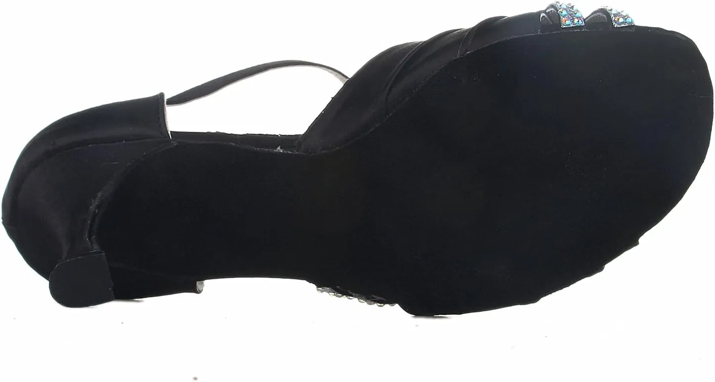 JIAJIA 20524 Women's Satin Sandals Flared Heel Latin Salsa Performance Dance Shoes